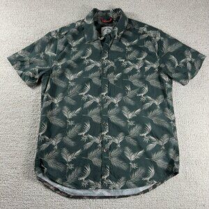 Iron And Resin Hawaiian Floral Button Up Shirt Green Men’s Size Medium